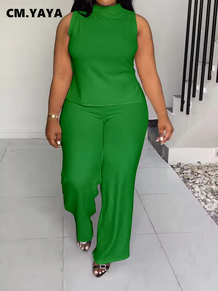 Plus Size Women's Set O-neck Sleeveless T-shirt Vest and Pants Suits Sweatsuit Two 2 Piece Set Outfit Street Tracksuit