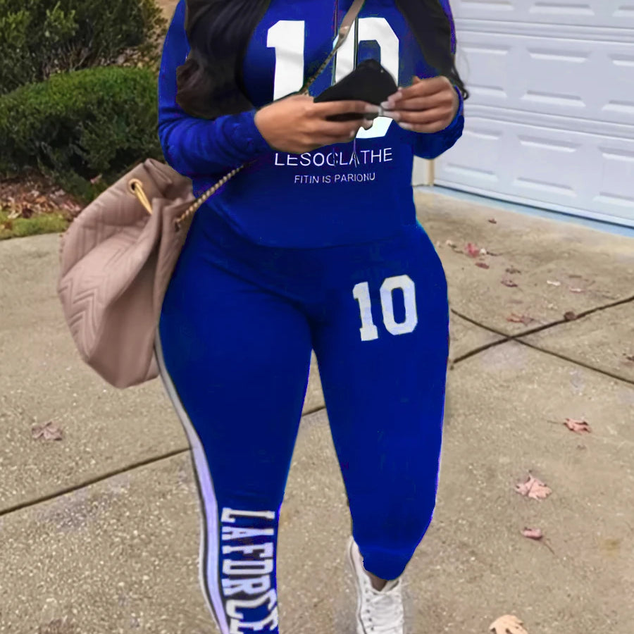 LW Plus Size Tracksuit Sets Drawstring Letter Striped Set Womens 2 Piece Sweatsuits Hoodie & Sweatpants Jogging Suits Outfits Blue