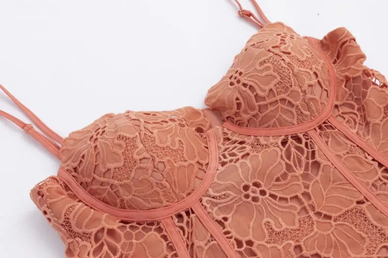 Orange Color Women Sleeveless Sexy Strap Square Collar Bodycon Mini Lace Dress Celebrate Girls' Birthday Party Cocktail Dress