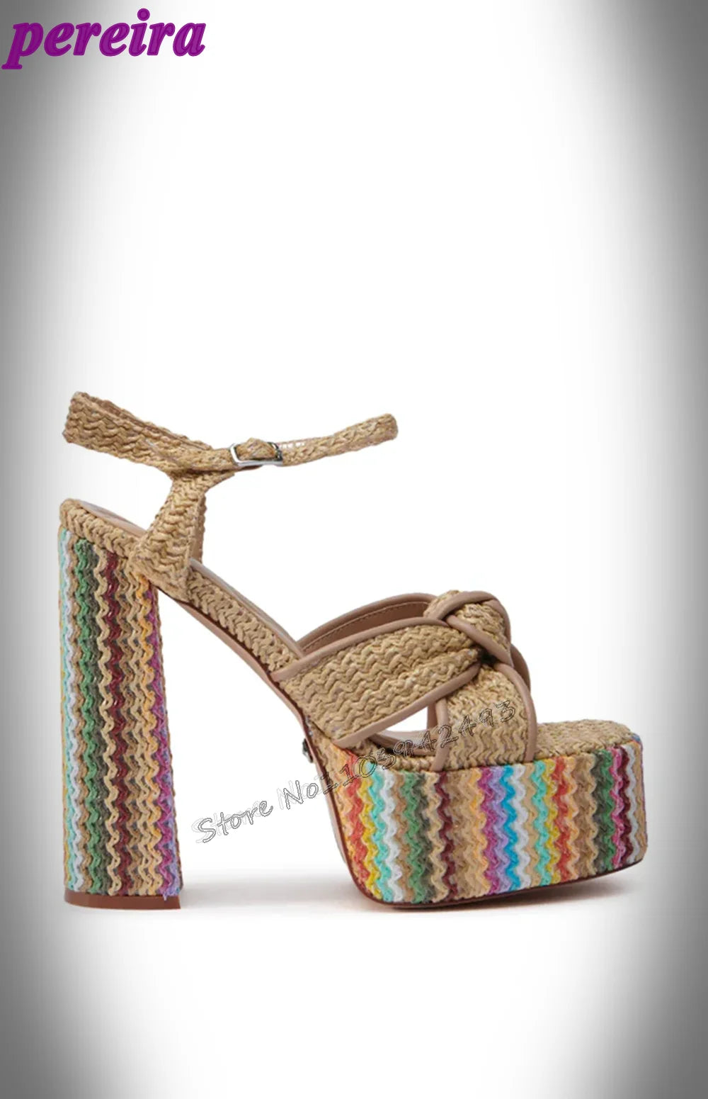 Rainbow Striped Platform Espadrille Wedge Sandals with Ankle Strap Ladies Bohemian Summer Beach Wedding Party Shoes Breathable W