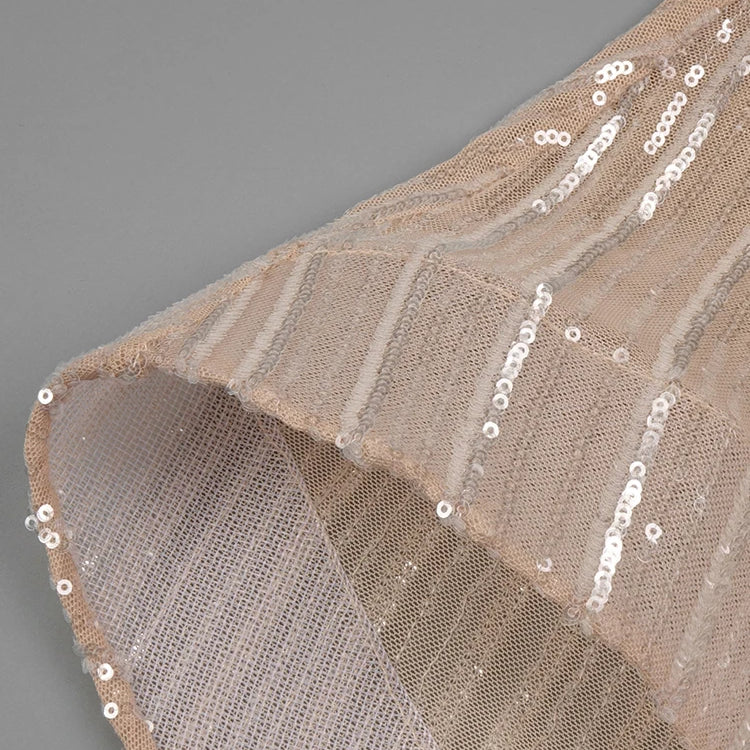 Apricot Sequins Mermaid Long Dress Optical Illusion Strapless Crystals Flowers Embellished Celebrity Evening Party Gowns