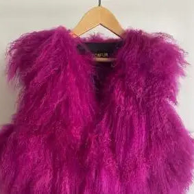 11 Colors Luxury Thick Warm Mongolia Sheep Fur Vest Women New Winter Hot V-neck Sexy Wool Fur Coat Rose