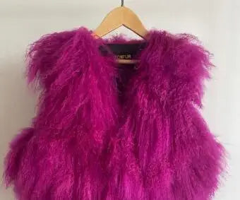 11 Colors Luxury Thick Warm Mongolia Sheep Fur Vest Women New Winter Hot V-neck Sexy Wool Fur Coat Rose