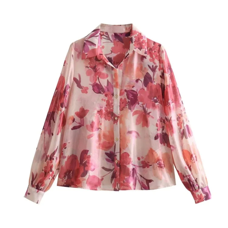 Aonibeier Summer Women Printed Suits Traf Wrist Sleeve V Neck Casual Shirt Female Pleated Maxi Long Skirt Sets Y2K Street One Piece Top