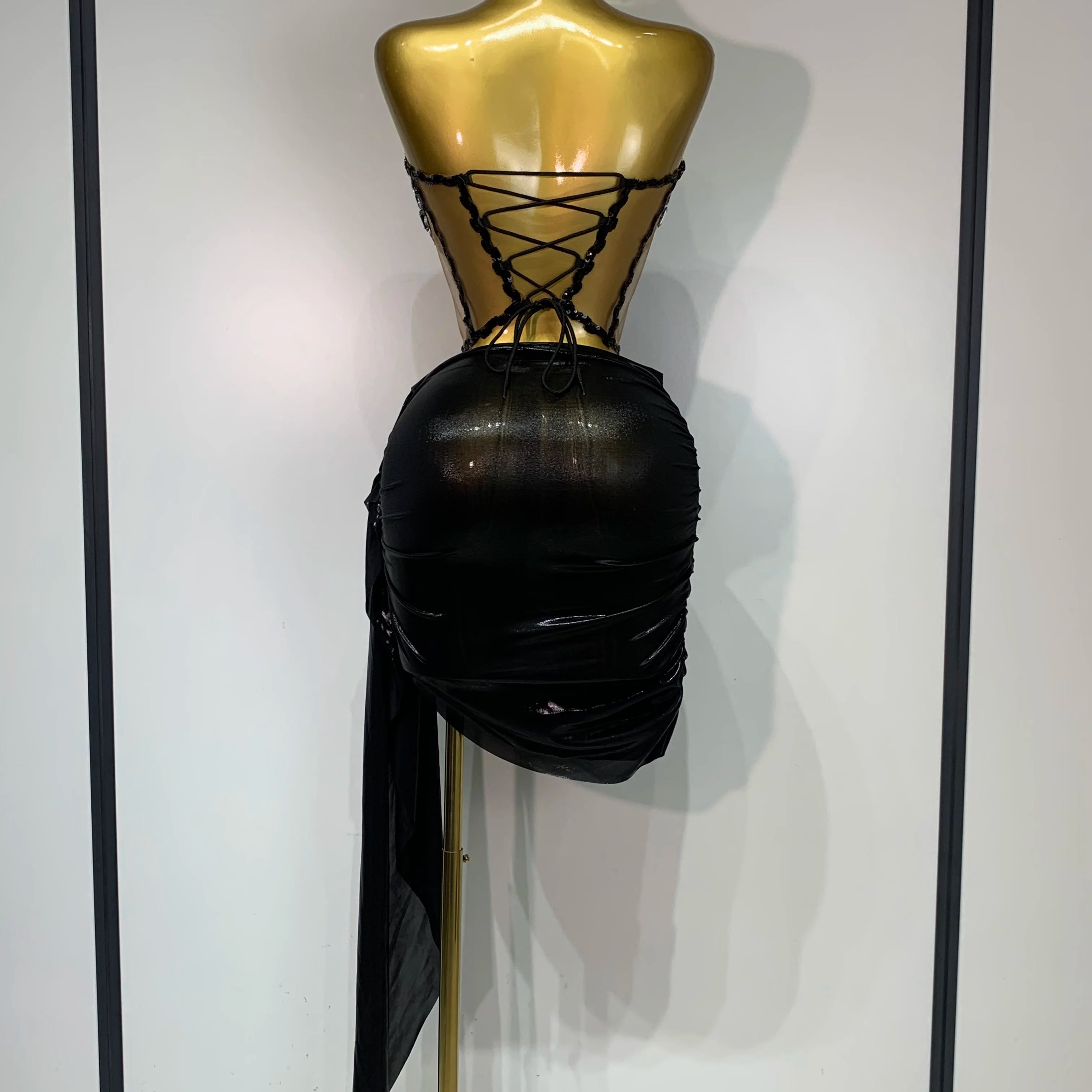 Sexy Two Pieces Top Skirt Sets Sparkly Diamonds See Through Stage Outfit Designer Performance Party Nightclub Birthday Dress