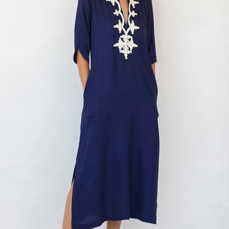 Robe De Plage Embroidery Beach Cover Up Sarong Women Beach Pareo Tunic For Beach Swimwear Color 11 One Size