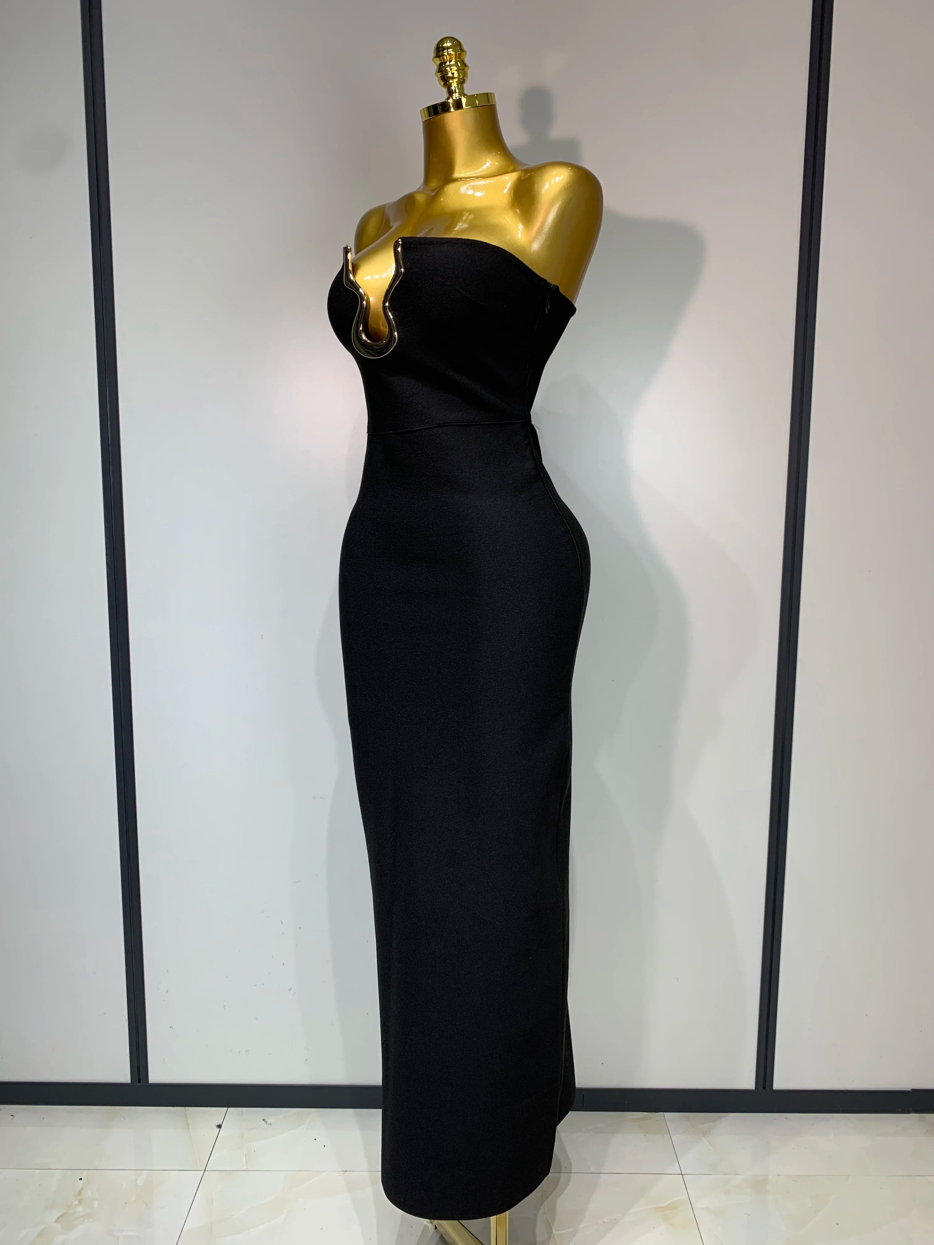 Luxury Birthday Celebrity Sexy Strapless Backless Maxi Long Bodycon Bandage Dress Women 2025 Elegant Evening Club Party Outfit