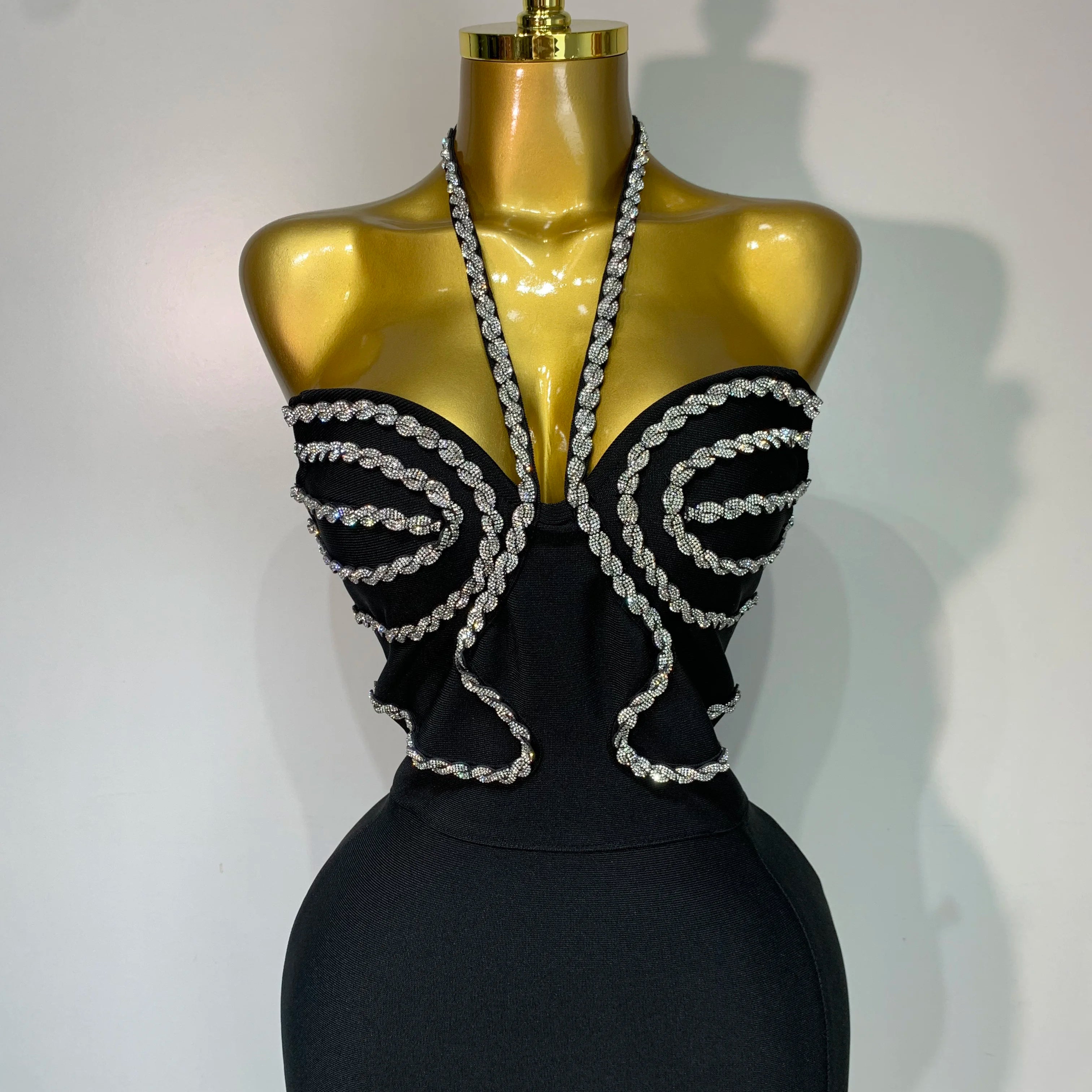 Women Sexy Halter Backless Shinning Crystal Bodycon Long Dress Celebrate Birthday Elegant Evening Party Dress Wedding Guest Gown