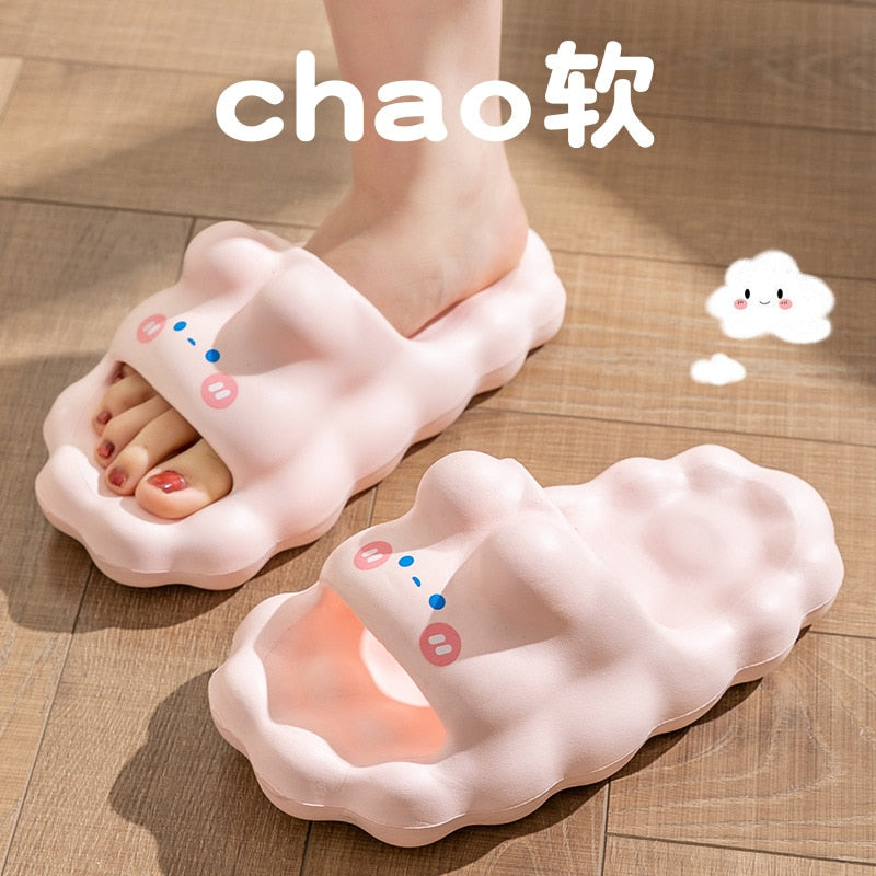 Womens Home Slippers EVA Indoor Floor Soft Solid Couple Men Slipper Summer Cartoon Unisex Bedroom Shoes Ladies Cloud Flip Flops