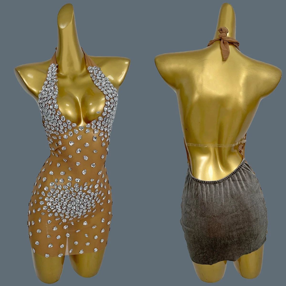 Women Deep V Neck Ultra Short Dress Club Fashion Sexy See Through Mesh Mini Dress Birthday Party Photo Hot Girls Outfit Baoshi Silver One Size