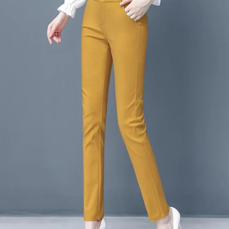 S-4xl Big Size Office Pencil Pants Womens Formal New Elegant OL Work Pantalones Elastic Cotton Slim Ankle-length Trousers