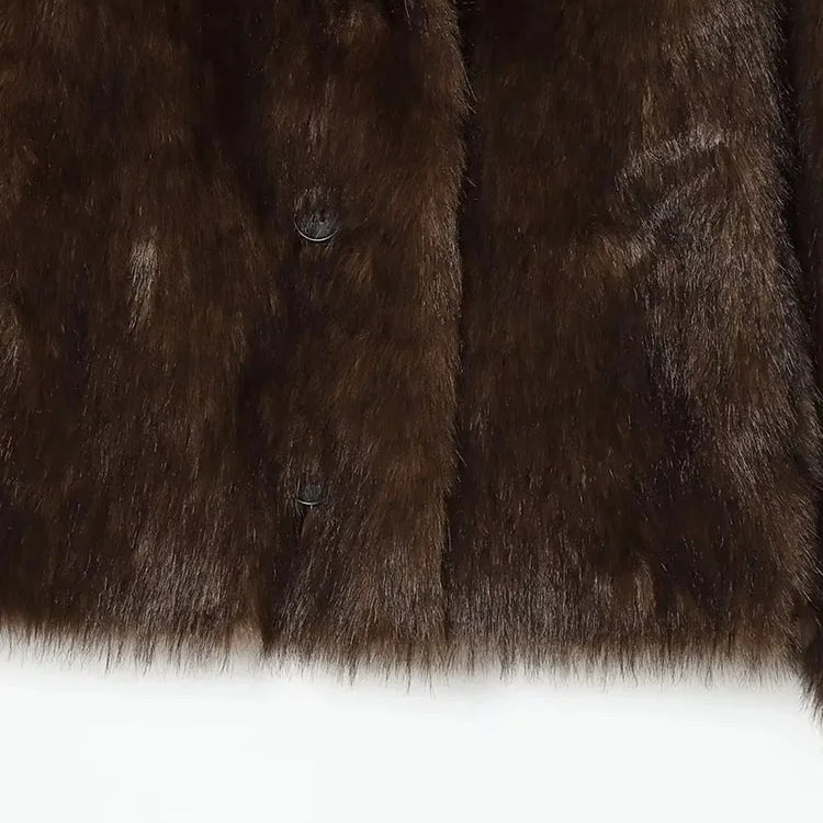 Women 2025 Winter New Reversible Casual Long Sleeves Buttons Turn-Down Collar Loose Outerwear Women Warm Coat Faux Fur Jackets ﻿