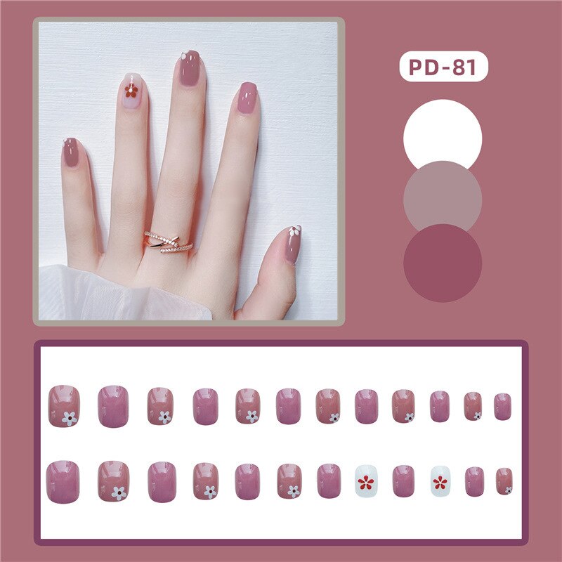 24pcs Lemon Short Wear Tips Nail False Patch Press on Nails Supplies for Professionals Artifical Fake Nails Faux Ongles Uñas PD-81-Fake Nails Art