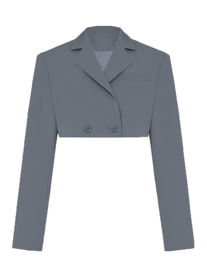 Taruxy – ensemble deux pièces décontracté pour femme, tenue d'automne, noir, assorti avec jupe et Blazer, haut court, nouvelle collection 2022 