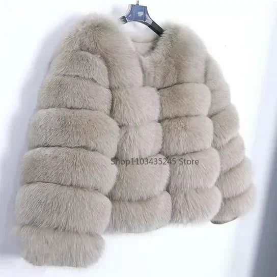 Women's Fashion Faux Fur Coat Super Hot Autumn Winter Women Short Faux Fox Fur Fluffy Jacket High Quality 5xl Ladies Furry Coats Mi camel