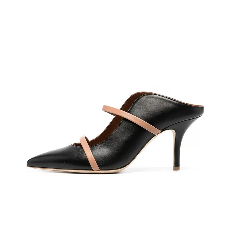 Silver Strappy Heeled Sandals Shallow Pointed Toe Heels Slip On Luxury Designer Shoes Sandalias De Mujer Zapatillas Summer 2025 as picture