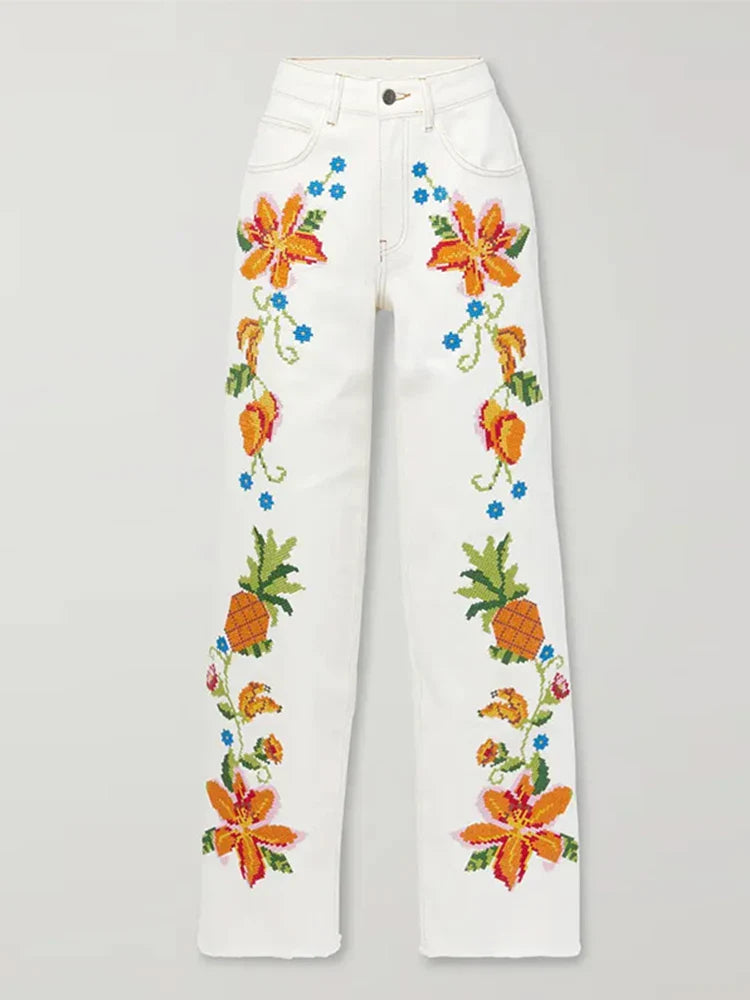 Beach Print Tank Top Pants Sets Women Fashion Halter Backless Sleeveless Vest Wide Leg Zipper Pants 2 Pieces Set Female 2024