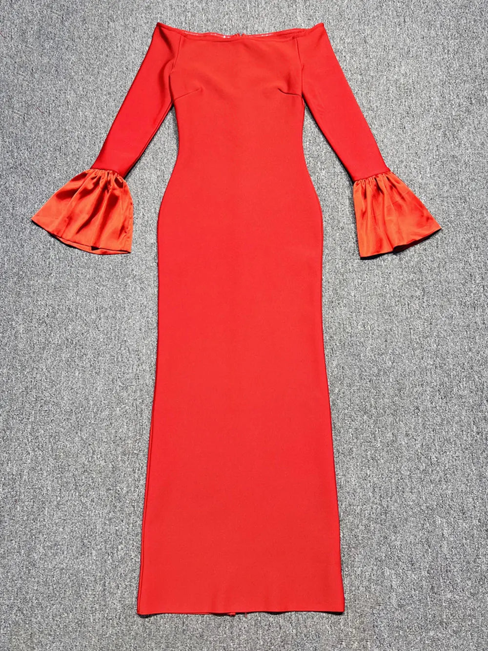 2024 Sexy Women's Bandage Long Dress with One Collar Shoulder and Horn Sleeve Bodycon Dress Cocktail Evening Party Vestidos Red