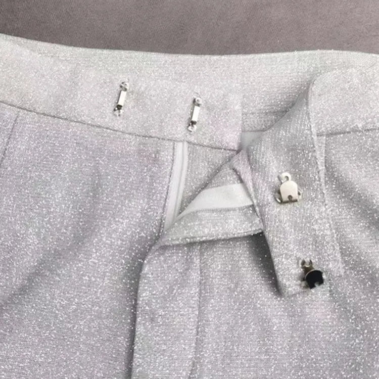 Shiny Pant Suit Women Design Sexy Party Club Blazer Sets With Underwear Fashion 2022 Spring Female Coat And Straight Pants Pants