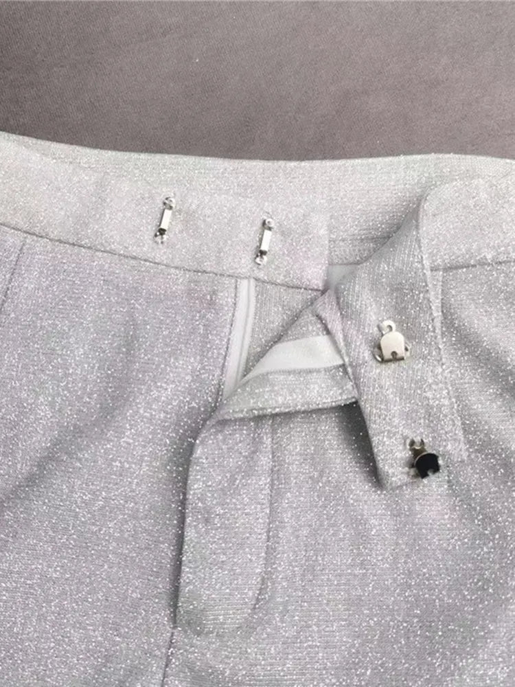 Shiny Pant Suit Women Design Sexy Party Club Blazer Sets With Underwear Fashion 2022 Spring Female Coat And Straight Pants Pants