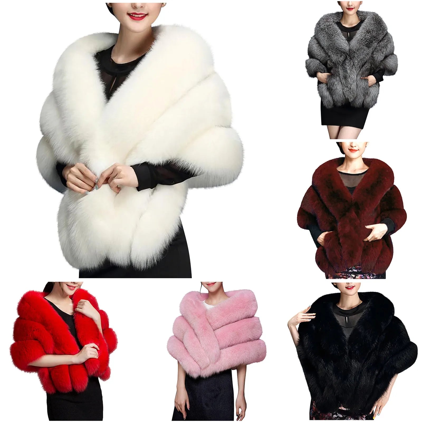 Faux Fur Wedding Shawl Soft Thick Bridal Wrap Solid Color Shawl s Women Accessory Formal Party Elegant Shawl