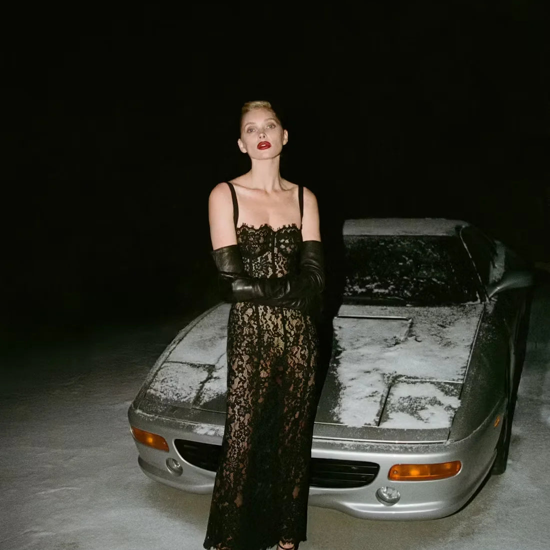 New Summer Black Women Sleeveless Sexy Strap Square Collar Lace Bodycon Mid-calf Dress Evening Party Celebrate Birthday Wear