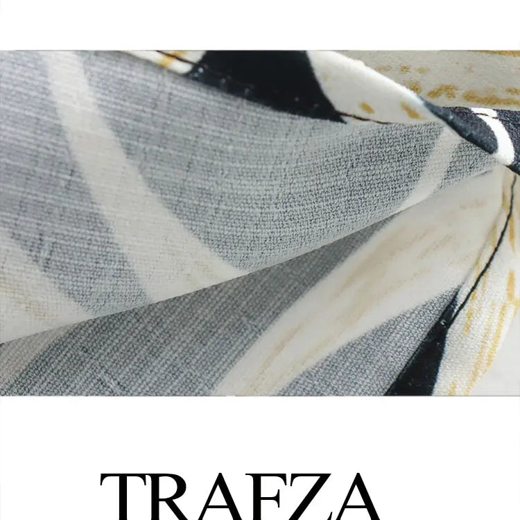 TRAFZA Women's Zipper Short Skirt Street Clothing Unique Tassel Pendant Elegant Women's Summer Retro Print Asymmetric Mini Skirt