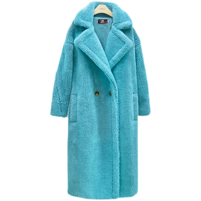 New Winter Coat Women Wool Sheep Shearing Faux Fur Warm Coat Women's Medium Long Large Grain Lamb Wool Thick Teddy Bear Outwear