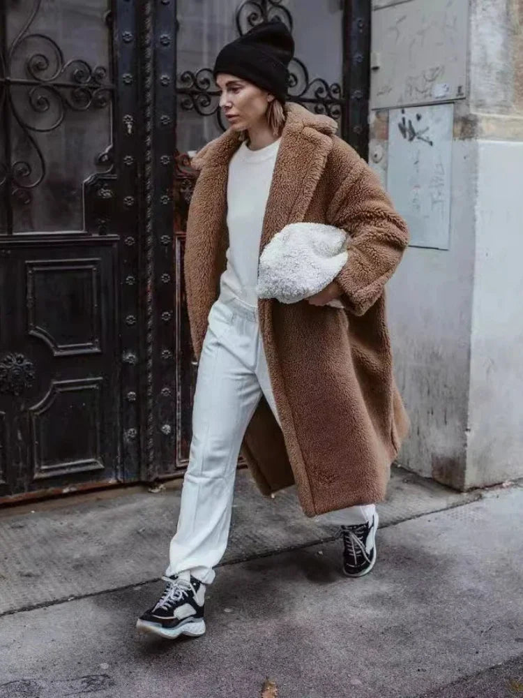 Teddy Bear Coat Lamb Fur Women's Clothing New Warm Thickened Plush Plush Medium-length Environmentally Friendly Coat Chic