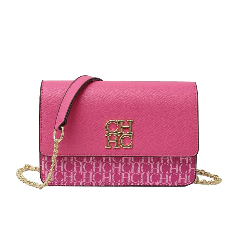 CH Pure Color Design Classic Ladies Crossbody Bag Fashion Luxury Brand Multi Embossed Ladies Handbag Ladies Shoulder Bag CHHC-5-deep pink