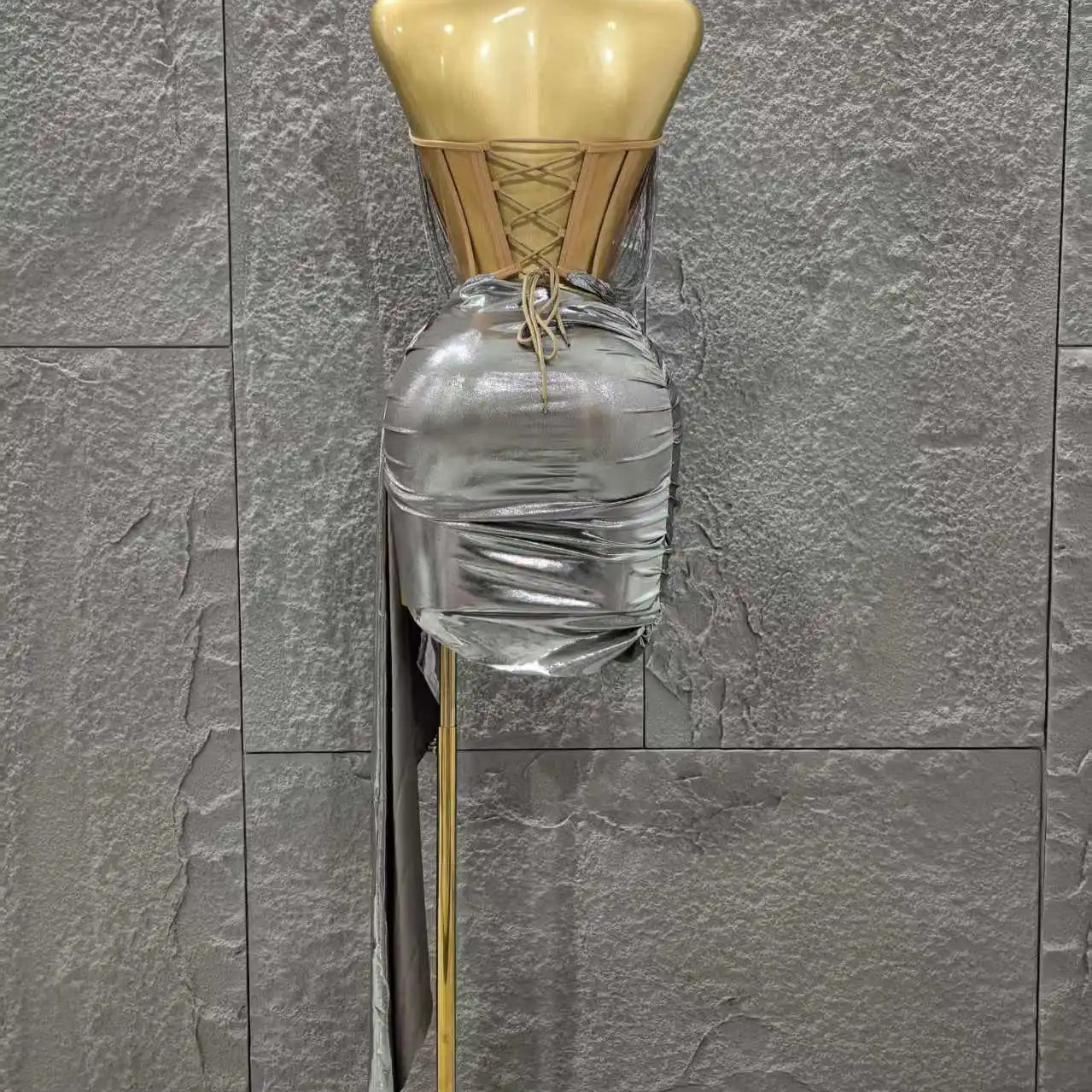 Silver Color Women Sexy Strapless Tassels 2 Pieces Bodycon Mini Dress Nightclub Party Bar Singer Celebrate Performance Costume