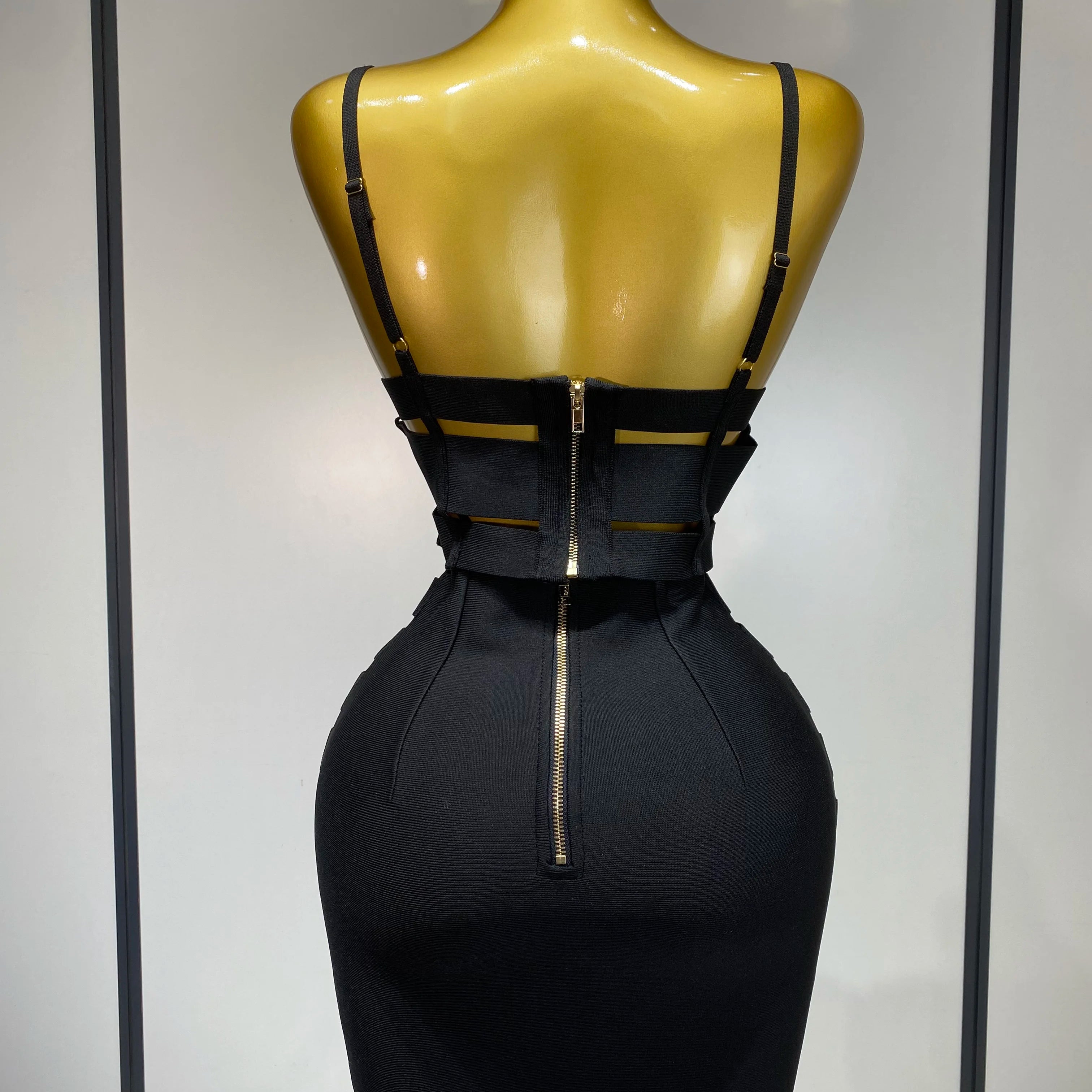 Women Sexy Black Cut Out Bodycon Bandage Skirt Two Piece Set 2025 Celebrity High Streeet Evening Birthday Club Party Outfits