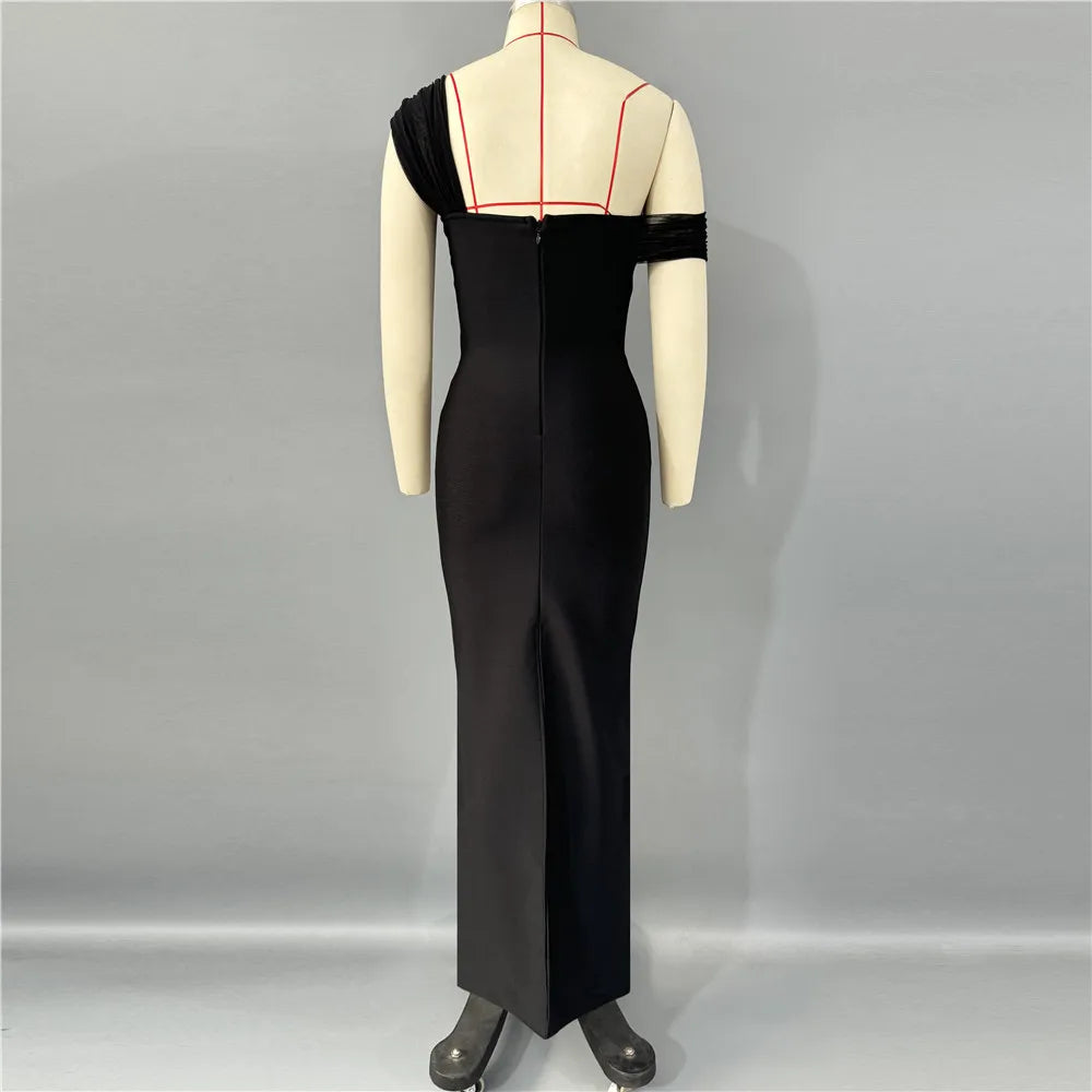 Top Quality Women Sexy Strapless Shinning Rhinestones Bodycon Long Bandage Dress Celebrate Nightclub Party Birthday Outfit