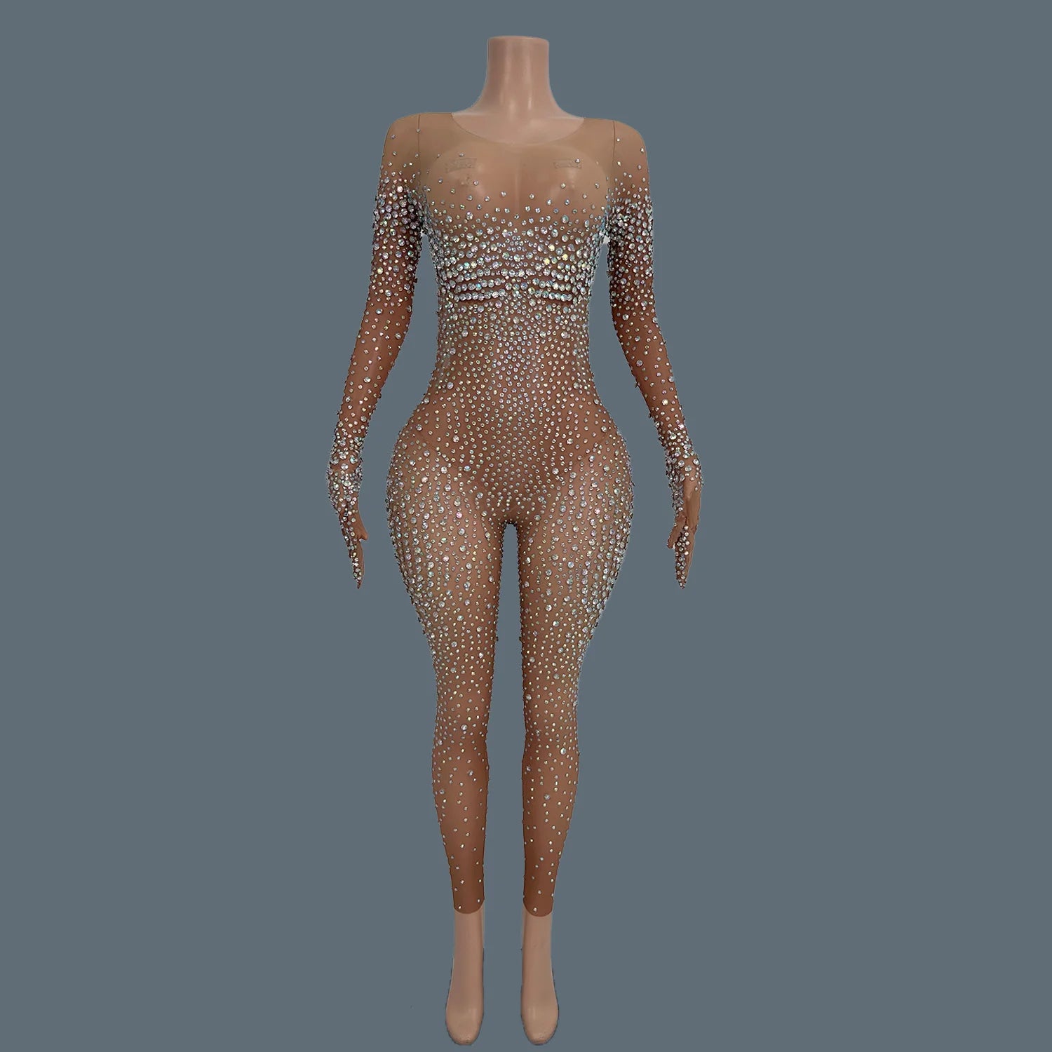 High Street Rhinestones Jumpsuit for Women Luxury Performance Dance Costume Sexy Celebrate Nightclub Party Outfit Tiaotiaotang MULTI One Size