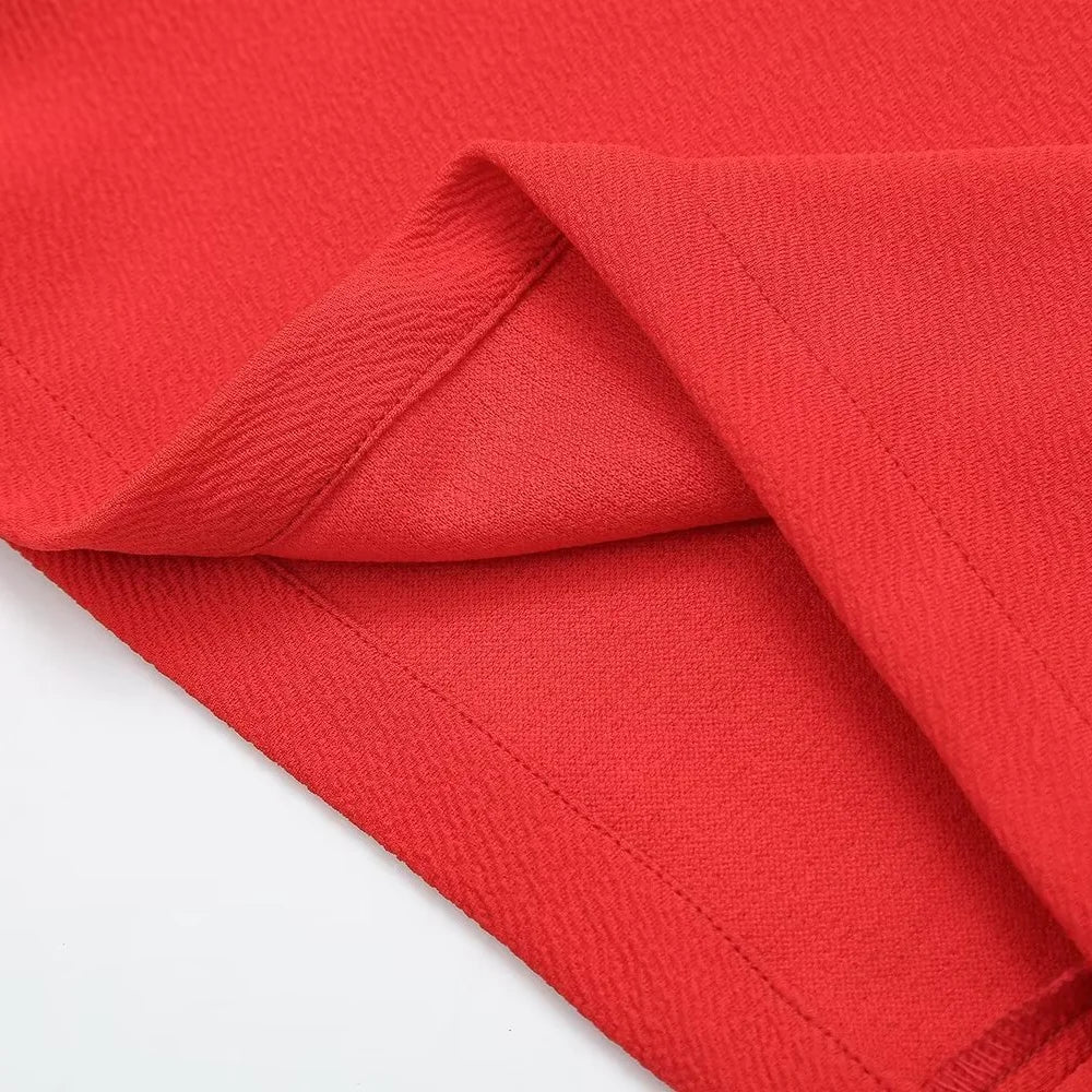 Zach Ailsa 2024 Spring New Women's Fashion and Elegant Love Metal Decoration Bubble Sleeves Mini Dress