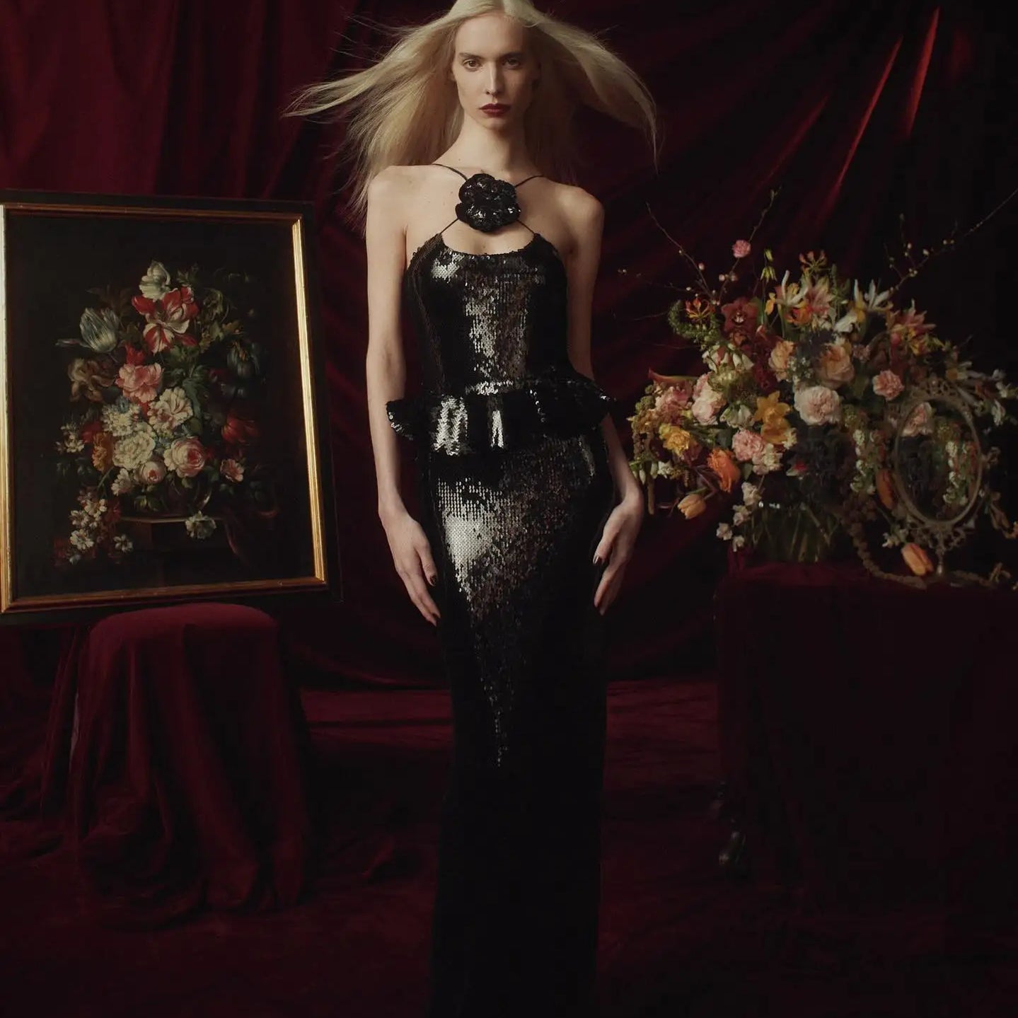 Celebrity Red Carpet Dress Black Color Shinning Sequins Sexy Halter Bodycon Long Dress Evening Party Outfit Vestido