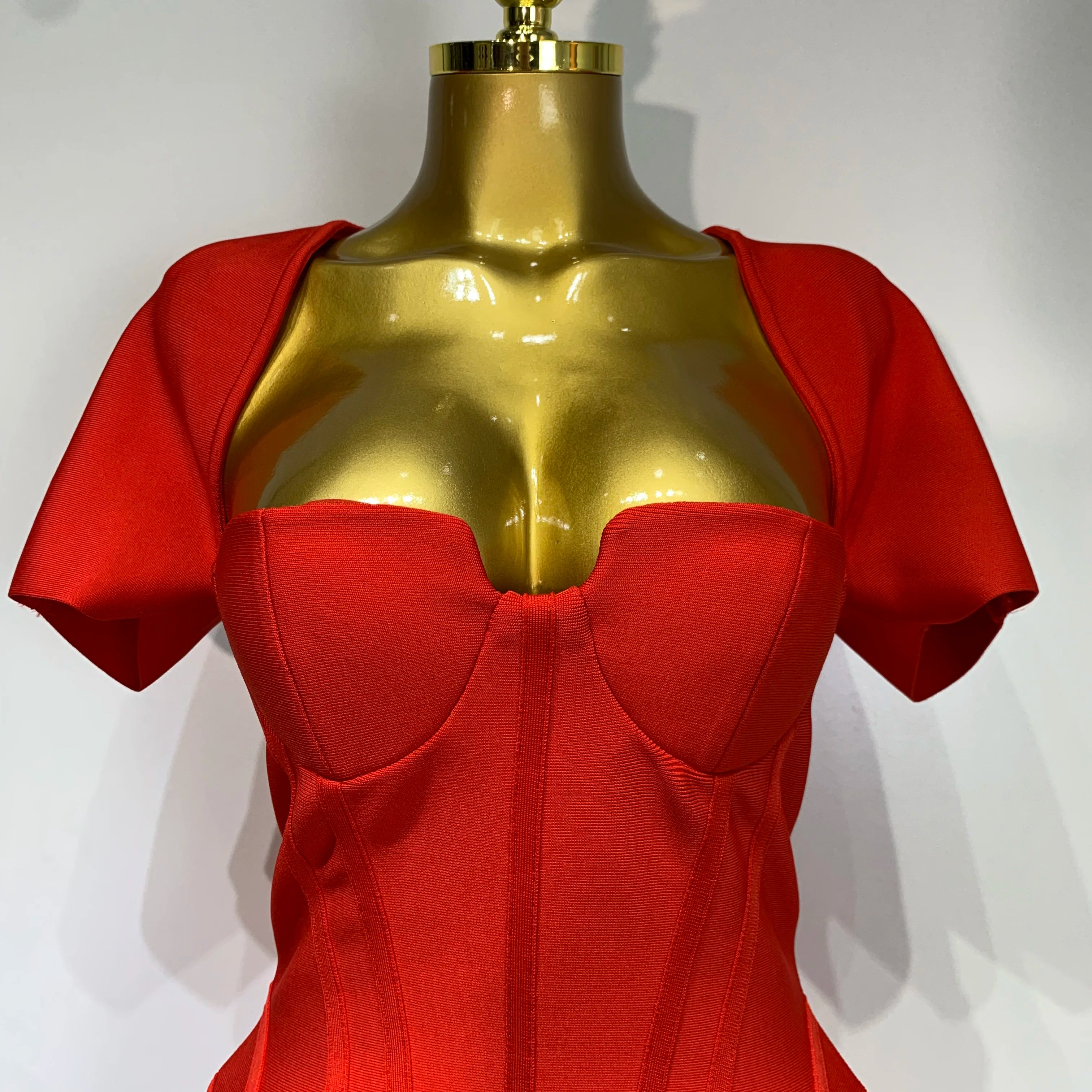 Women Sexy Short Sleeve Square Collar Bodycon Mini Bandage Dress Celebrity Red Carpet Dress Flower Luxury Birthday Outfit