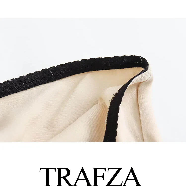 TRAFZA Satin Midi Skirt Woman High Waist Long Skirts For Women New Fashion 2023 Autumn Casual Elegant Party Women's Skirts