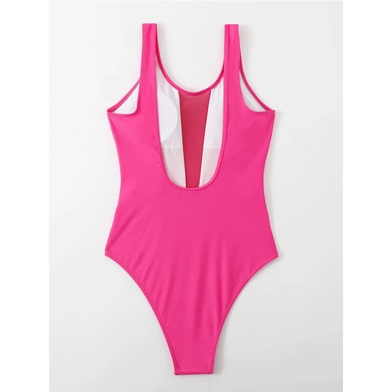 Sexy Mesh Patchwork Backless Swimsuits - Bodysuits One-piece Swimsuit Monokini Swim Bathing Suit Beach Wear Summer Swimwear