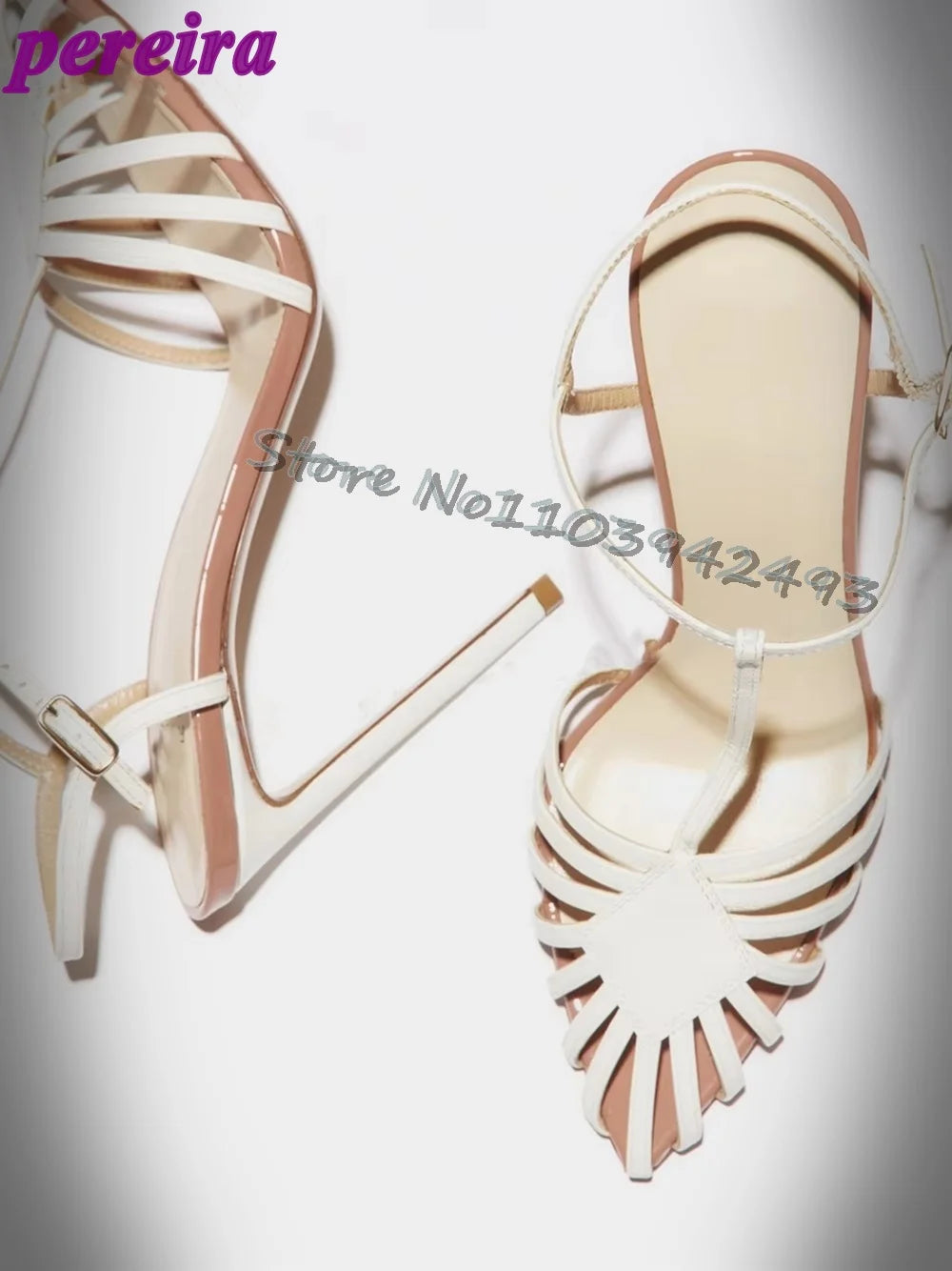 Womens Strappy High Heels Open Toe Sandals Fashion Summer Party Shoes Ladies Elegant Wedding Dress Shoes Red And White Color Ava white