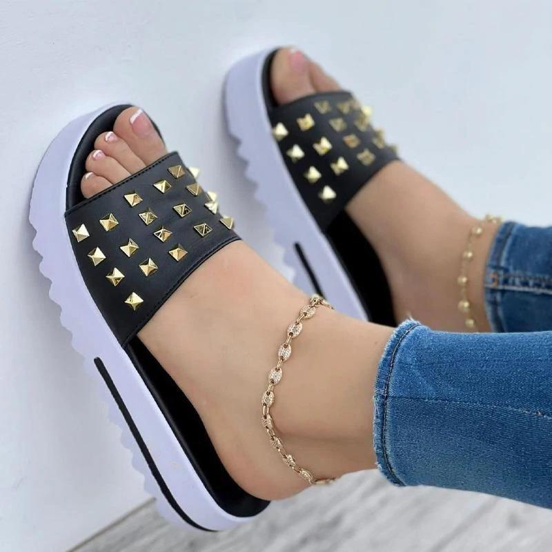 Women Slippers Beach Women Summer Sandals Flat Soft Casual Female Fashion Outdoor Ladies Sandals Walking Shoes For Women Black