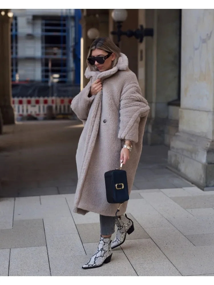 Teddy Bear Coat Lamb Fur Women's Clothing New Warm Thickened Plush Plush Medium-length Environmentally Friendly Coat Chic