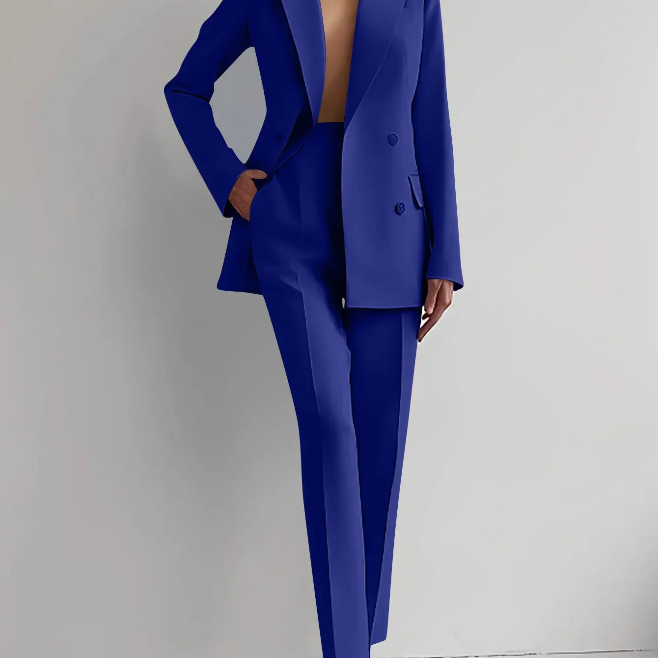Elegant Blazer Suit and Wide Leg Pants Two 2 Piece Sets Outfits Women 2024 Classic OL Work Street Outfit Tracksuit