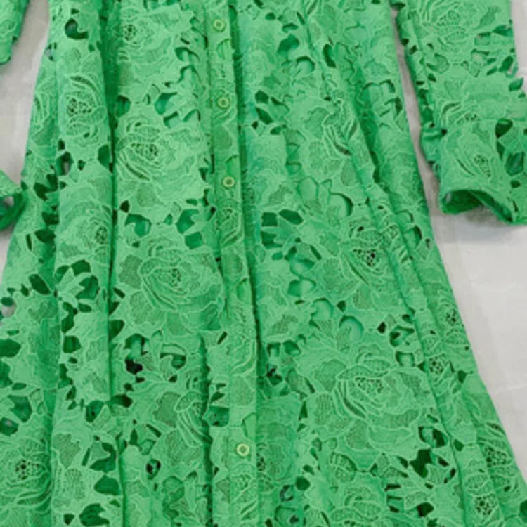 LGRQ Elegant Lace Embroidery Pattern Design Women's Dresses Evening Belt New Hollow Out Luxury Fashion 19F1371