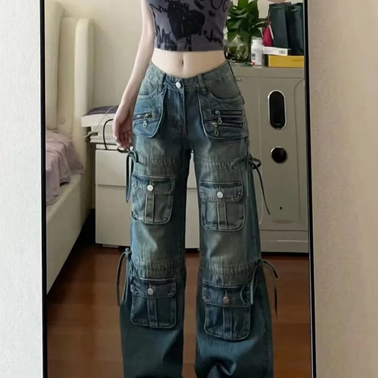 Cargo Jeans for Women Wide Leg Low Waisted Y2K Denim Pants Boyfriend  Trousers with Pockets Streetwear Hippie Clothes : : Clothing,  Shoes 