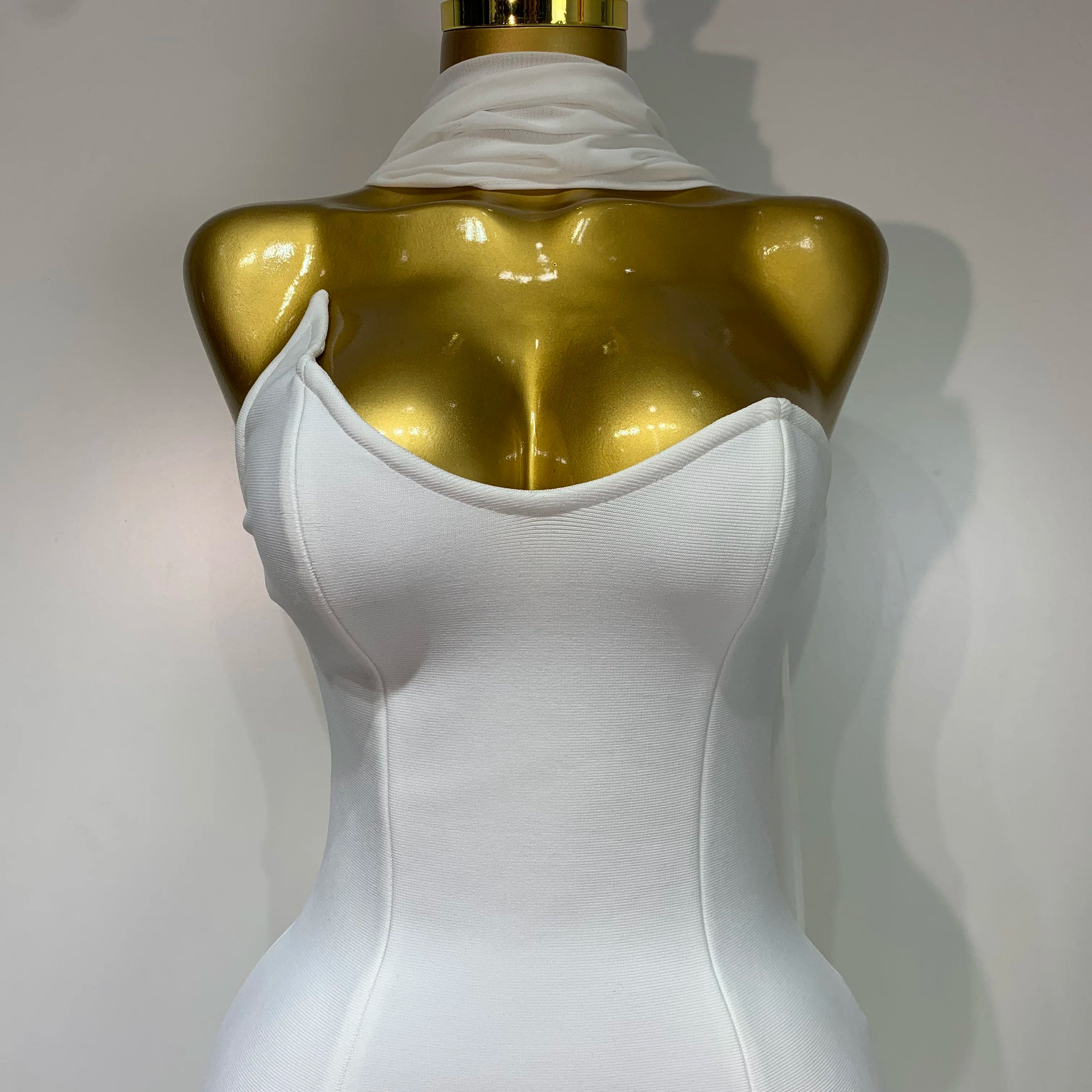 Women Sexy Strapless Mesh Patchwork Bandage Long Dress With Scarf 2025 Elegant Backless Maxi Dresses Celebrity Club Party Outfit