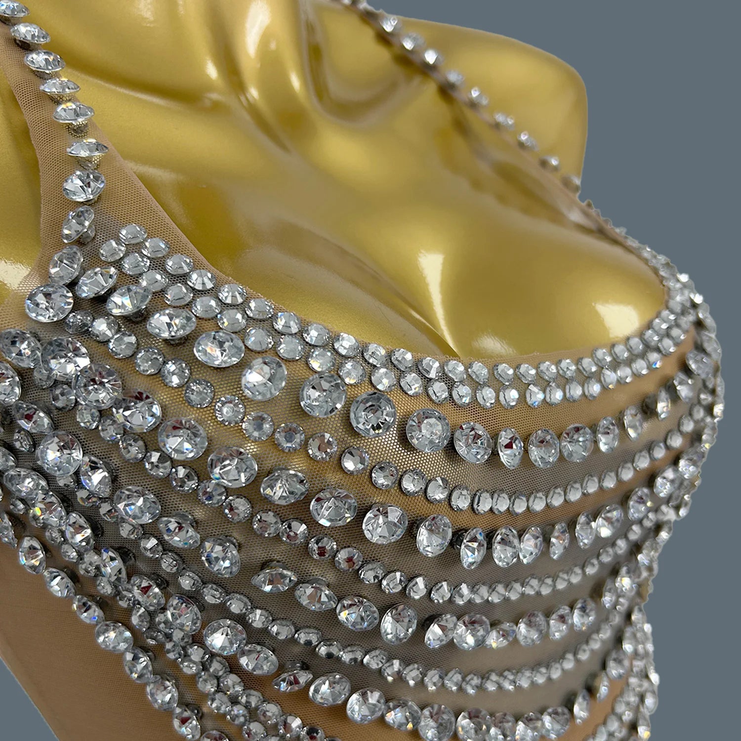 Elegant Party Dresses Luxury Women Sexy See Through Performance Costume Prom Crystals Diamonds Gowns Singer Stage Wear Fanwan