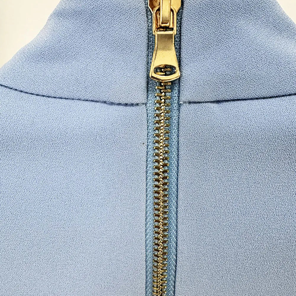 2025 Autumn Elegant Women's Nail Pearl Water Diamond Blue Skirt Sets O-neck Long Sleeve Hoodie Top+Mini Skirt Two Piece Set