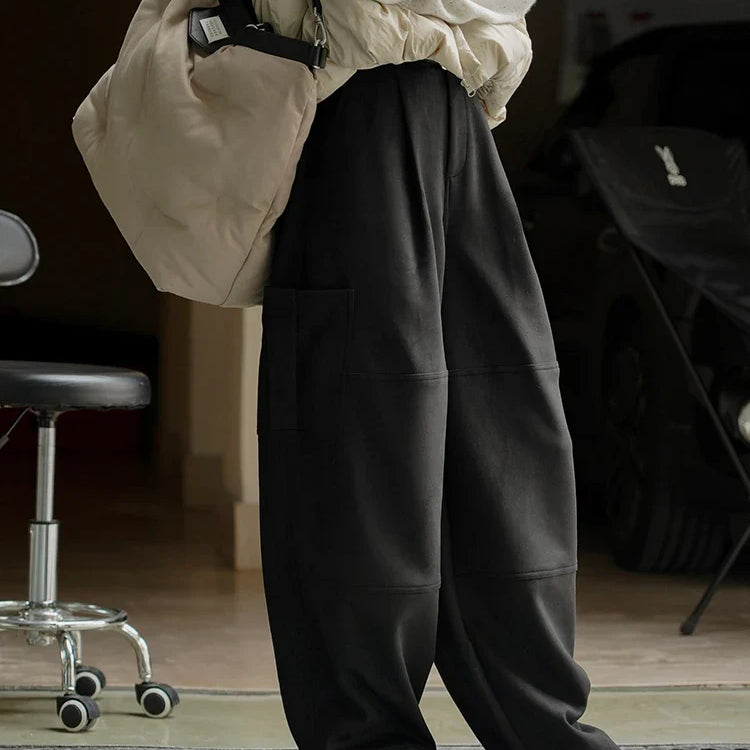 [LANMREM] Streetwear High Waist Wide Leg Pants For Women Big Pockets Design Trousers Female Fashion Trousers Spring New