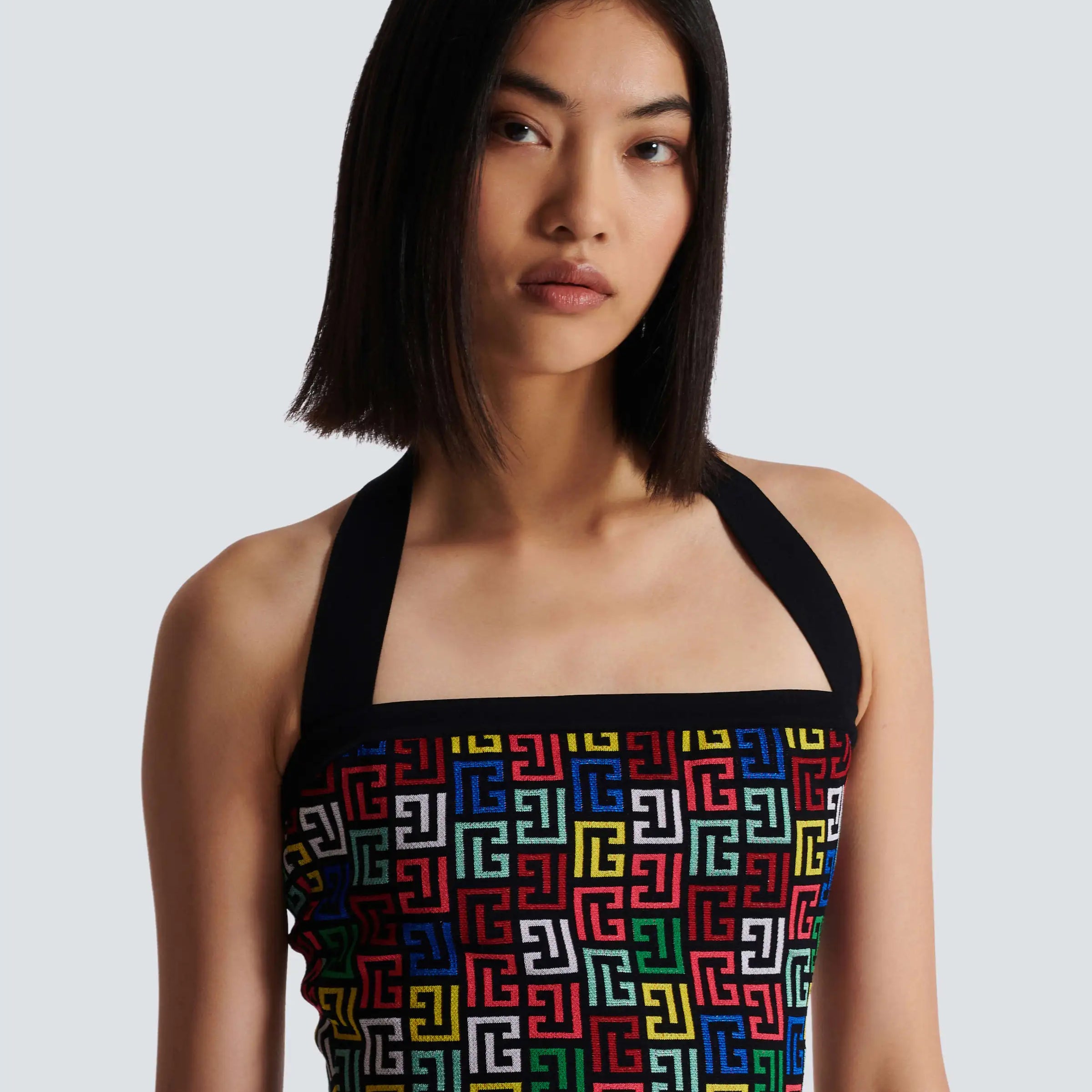 Women Sexy Halter Backless 2 Pieces Bodycon Mini Dress Jacquared Off the Shoulder Celebrate Nightclub Party Outfit